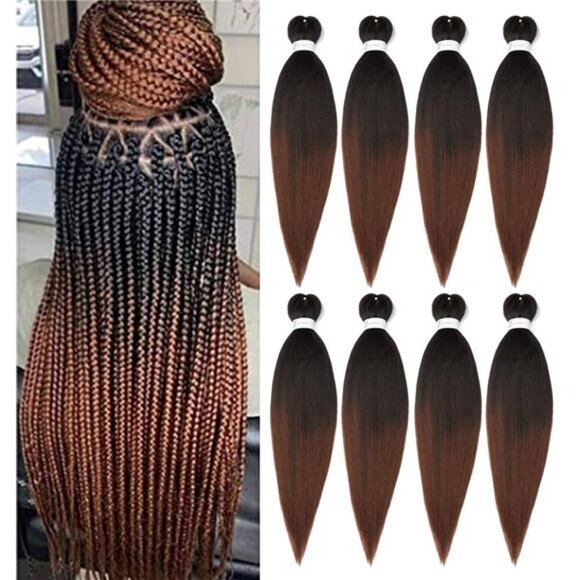 Braiding Hair Pre Stretched 24 Inch 8 Packs Ombre Braiding Hair Professional - Picture 1 of 7